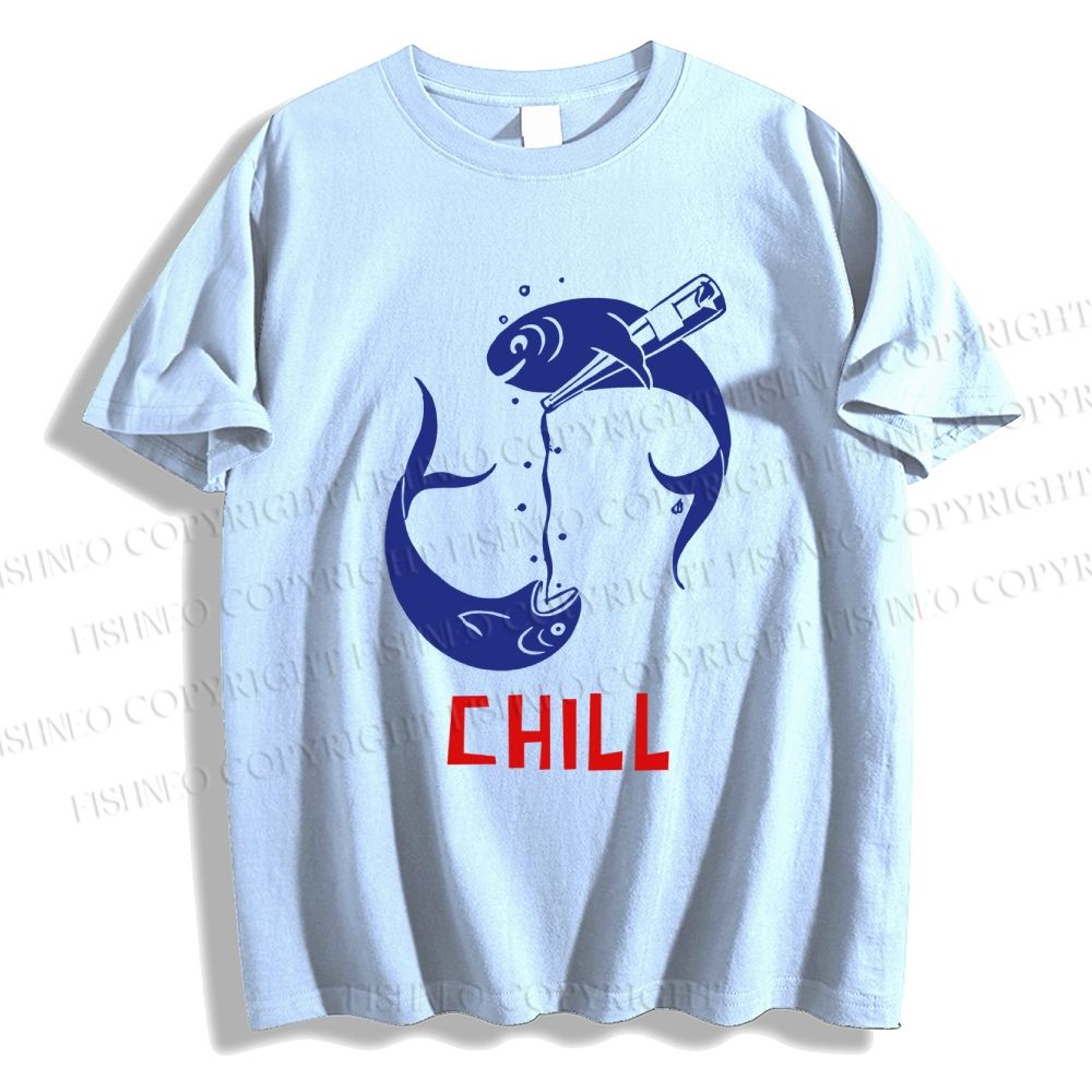 Unisex Chill Drinking Sardine Fish Classic Cotton T-shirt