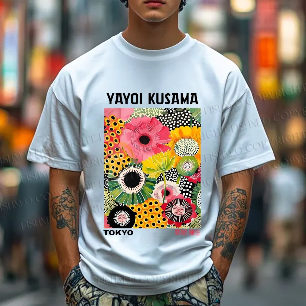 Unisex Flowers Yayoi Kusama Classic Cotton T-shirt