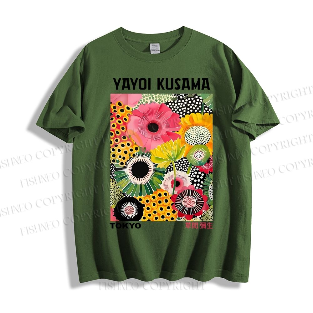 Unisex Flowers Yayoi Kusama Classic Cotton T-shirt