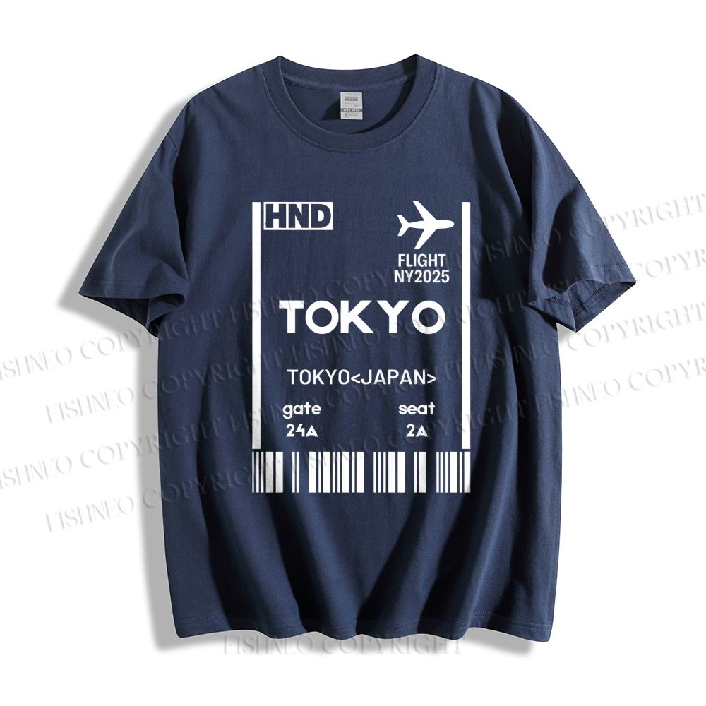 Unisex Tokyo Boarding Card Vintage Classic Cotton T-shirt