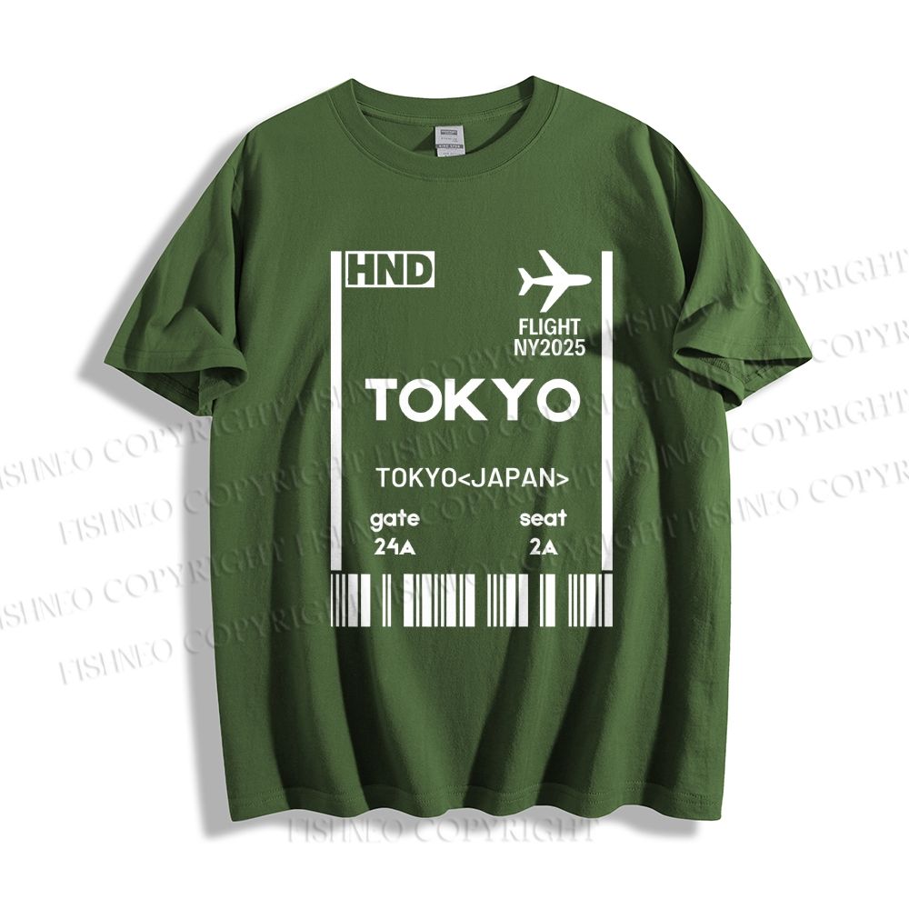 Unisex Tokyo Boarding Card Vintage Classic Cotton T-shirt