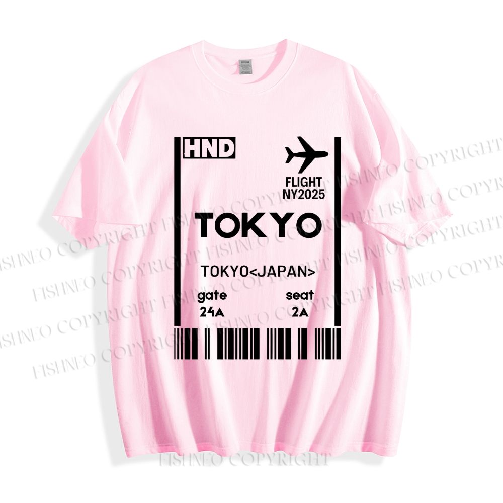 Unisex Tokyo Boarding Card Vintage Classic Cotton T-shirt