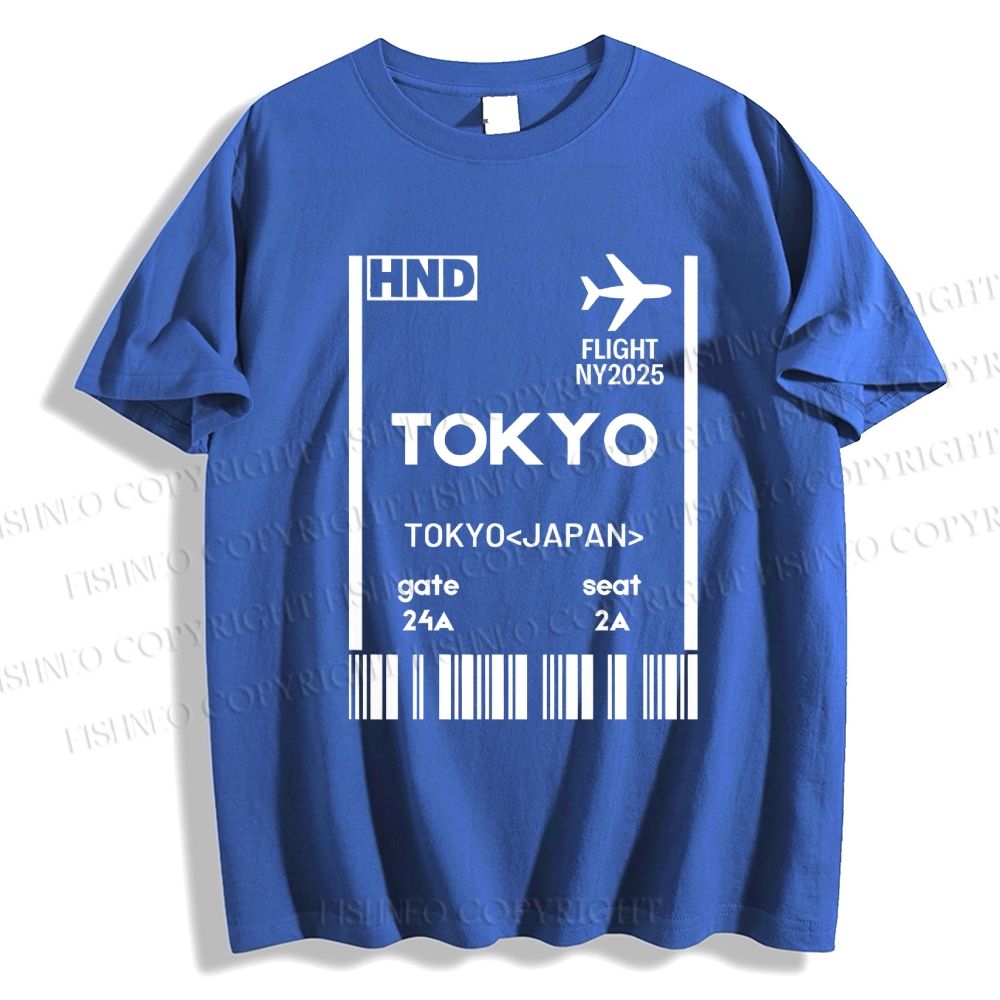 Unisex Tokyo Boarding Card Vintage Classic Cotton T-shirt