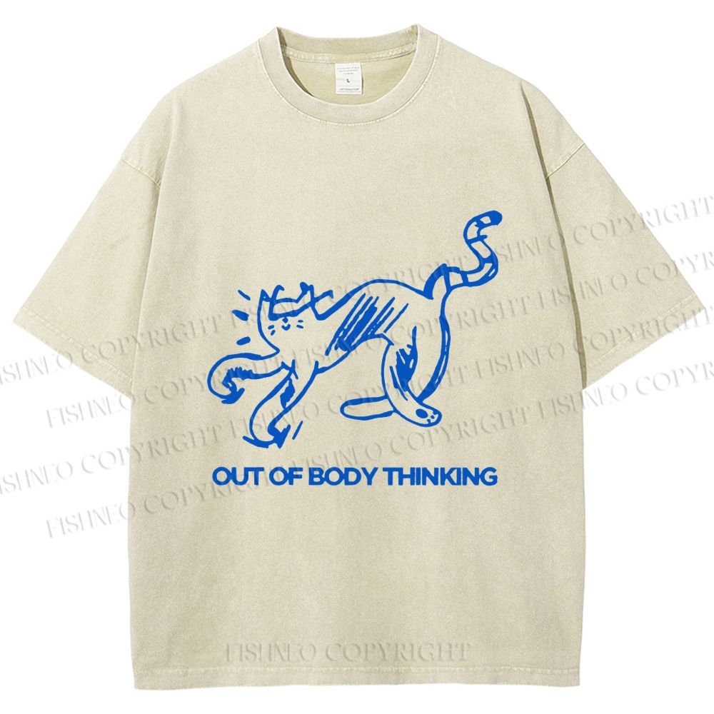 Unisex Crazy Out Of Body Thinking Printed Washed Tee