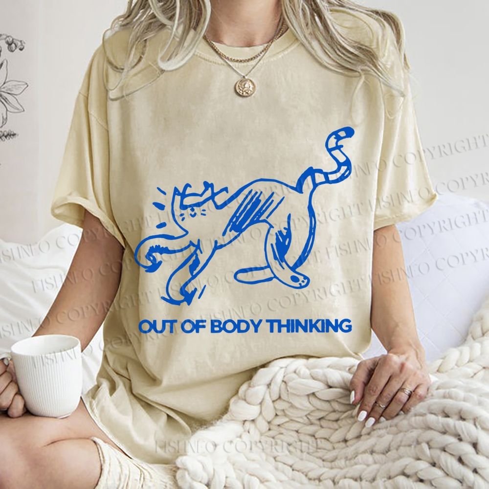 Unisex Crazy Out Of Body Thinking Printed Washed Tee