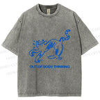 Unisex Crazy Out Of Body Thinking Printed Washed Tee