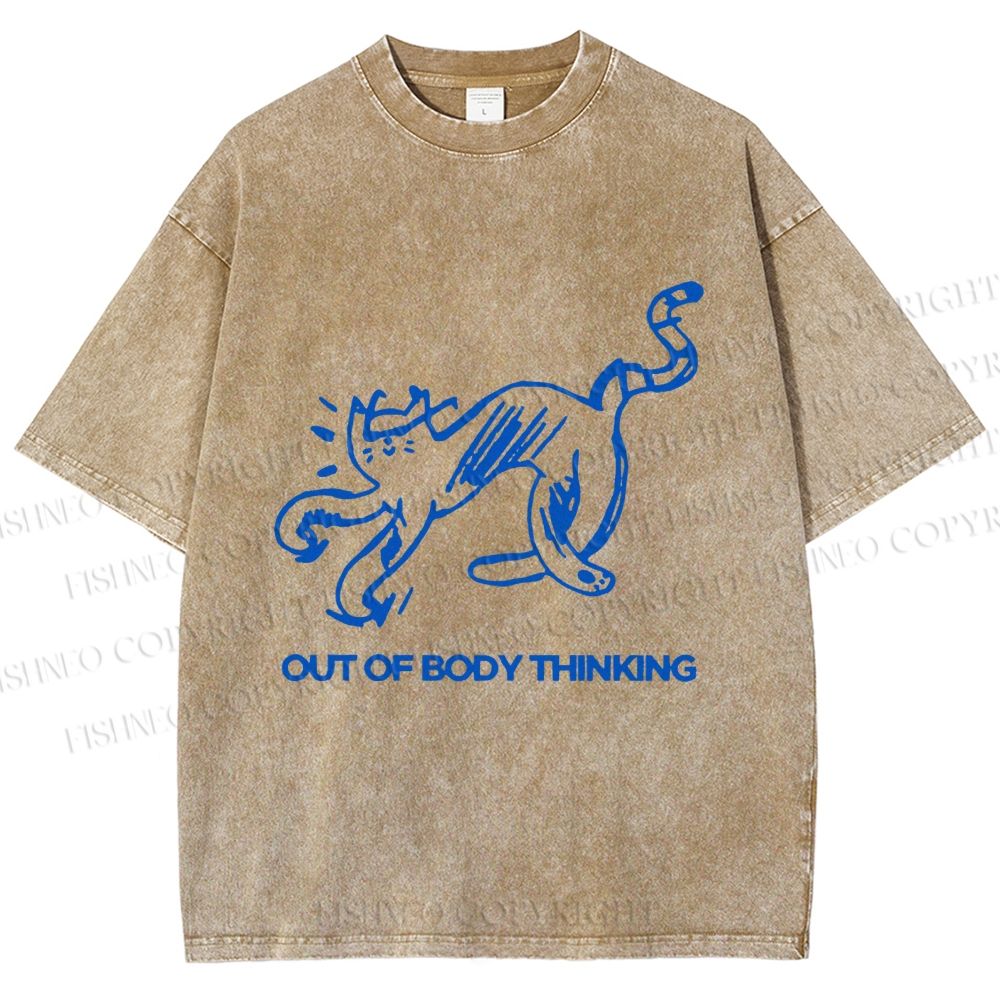 Unisex Crazy Out Of Body Thinking Printed Washed Tee