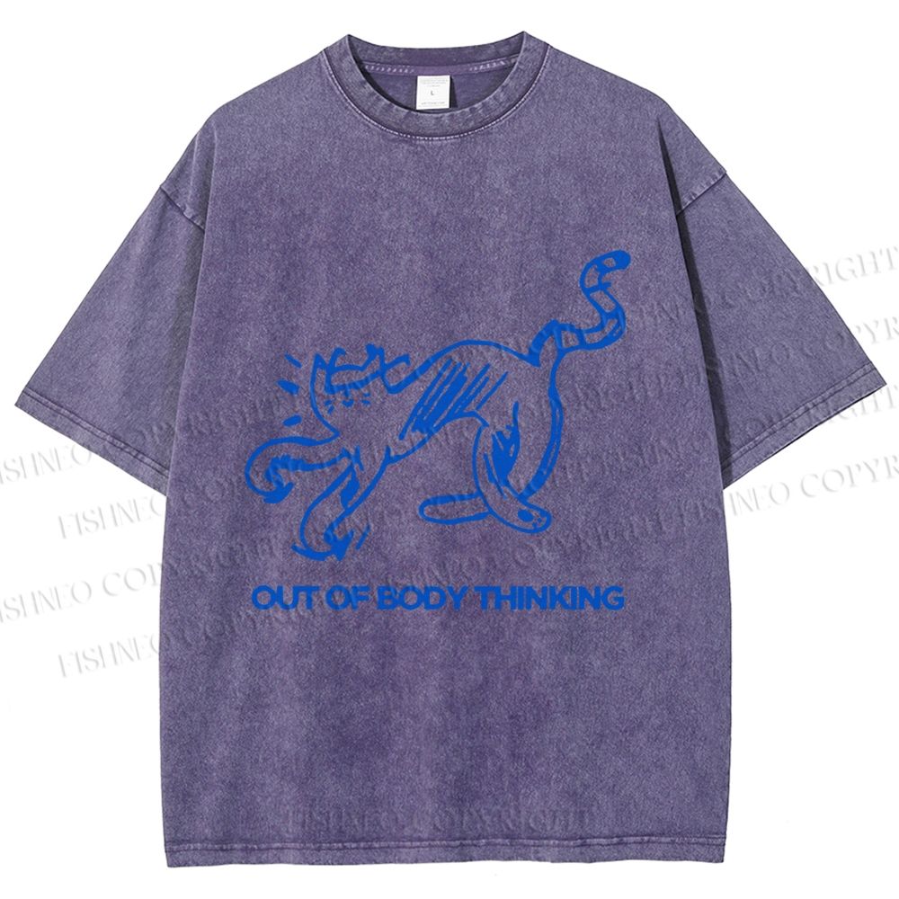 Unisex Crazy Out Of Body Thinking Printed Washed Tee
