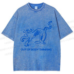 Unisex Crazy Out Of Body Thinking Printed Washed Tee