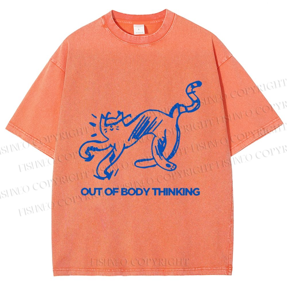 Unisex Crazy Out Of Body Thinking Printed Washed Tee