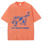 Unisex Crazy Out Of Body Thinking Printed Washed Tee