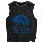 Unisex Got Problems For Future Self Raccoon Printed Washed Tank Top