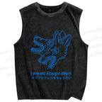 Unisex I need ibuprofen Wolf Vintage Printed Washed Tank Top