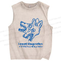 Unisex I need ibuprofen Wolf Vintage Printed Washed Tank Top