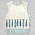 Unisex Vintage Fish Wave Printed Tank Top