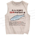 Unisex Fish Fossils Printed Washed Tank Top
