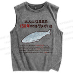 Unisex Fish Fossils Printed Washed Tank Top