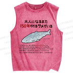Unisex Fish Fossils Printed Washed Tank Top