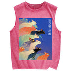 Unisex Claw-some Ninja Printed Washed Tank Top