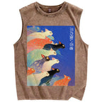 Unisex Claw-some Ninja Printed Washed Tank Top