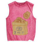 Unisex cartoon cute fish Printed Washed Tank Top