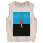 Unisex fish  Printed Washed Tank Top