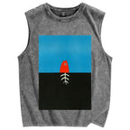 Unisex fish  Printed Washed Tank Top
