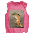 Unisex dancing fox Printed Washed Tank Top