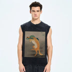 Unisex dancing fox Printed Washed Tank Top