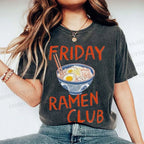 Unisex Friday Ramen Club Printed Washed Tee