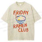 Unisex Friday Ramen Club Printed Washed Tee