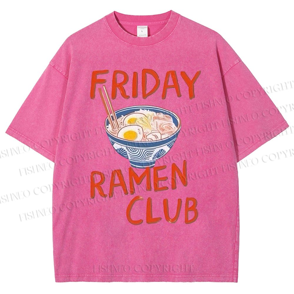 Unisex Friday Ramen Club Printed Washed Tee