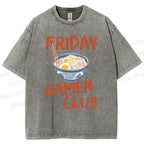 Unisex Friday Ramen Club Printed Washed Tee