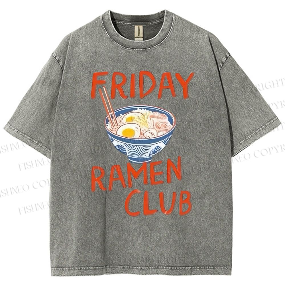 Unisex Friday Ramen Club Printed Washed Tee