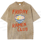 Unisex Friday Ramen Club Printed Washed Tee