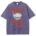Unisex Friday Ramen Club Printed Washed Tee