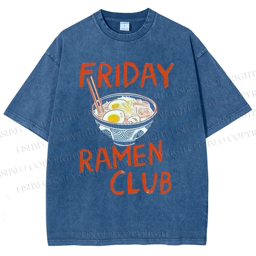 Unisex Friday Ramen Club Printed Washed Tee