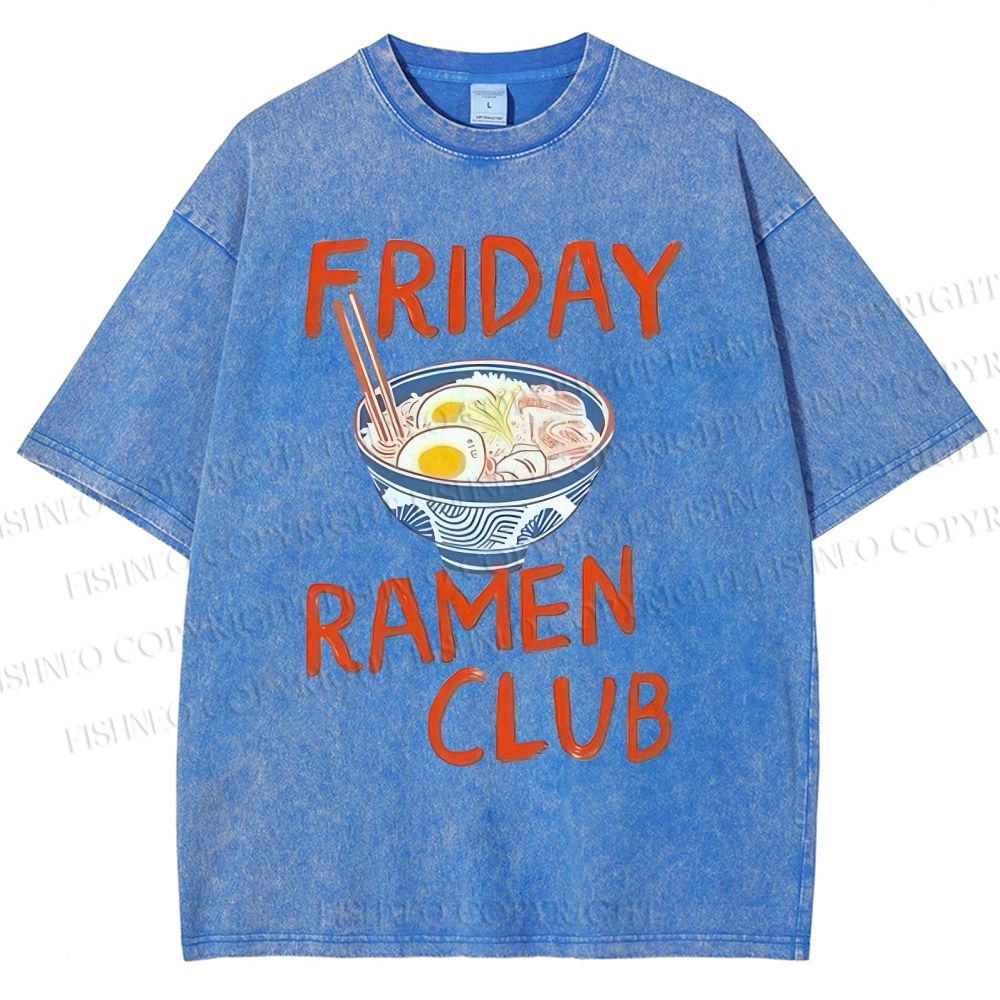 Unisex Friday Ramen Club Printed Washed Tee
