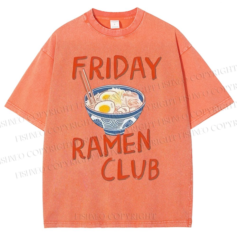 Unisex Friday Ramen Club Printed Washed Tee