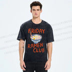 Unisex Friday Ramen Club Printed Washed Tee