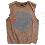 Unisex Fish Shop Printed Washed Tank Top