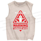Unisex Warning Printed Washed Tank Top