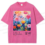 Unisex Yayoi Kusama Flower Printed Washed Tee