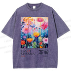 Unisex Yayoi Kusama Flower Printed Washed Tee