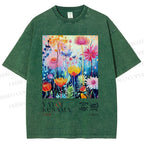 Unisex Yayoi Kusama Flower Printed Washed Tee