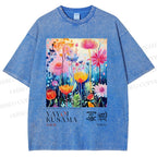 Unisex Yayoi Kusama Flower Printed Washed Tee