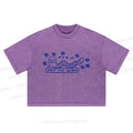 Worm Printed Washed Cropped T-Shirt