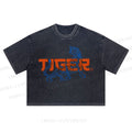 Tiger Printed Washed Cropped T-Shirt