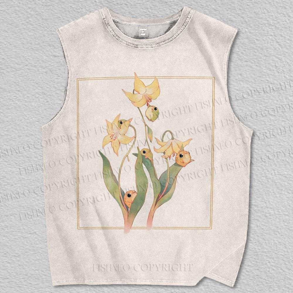 Unisex Frog Flower Printed Tank Top