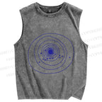 Unisex  Annual Rings Birds Printed Washed Tank Top